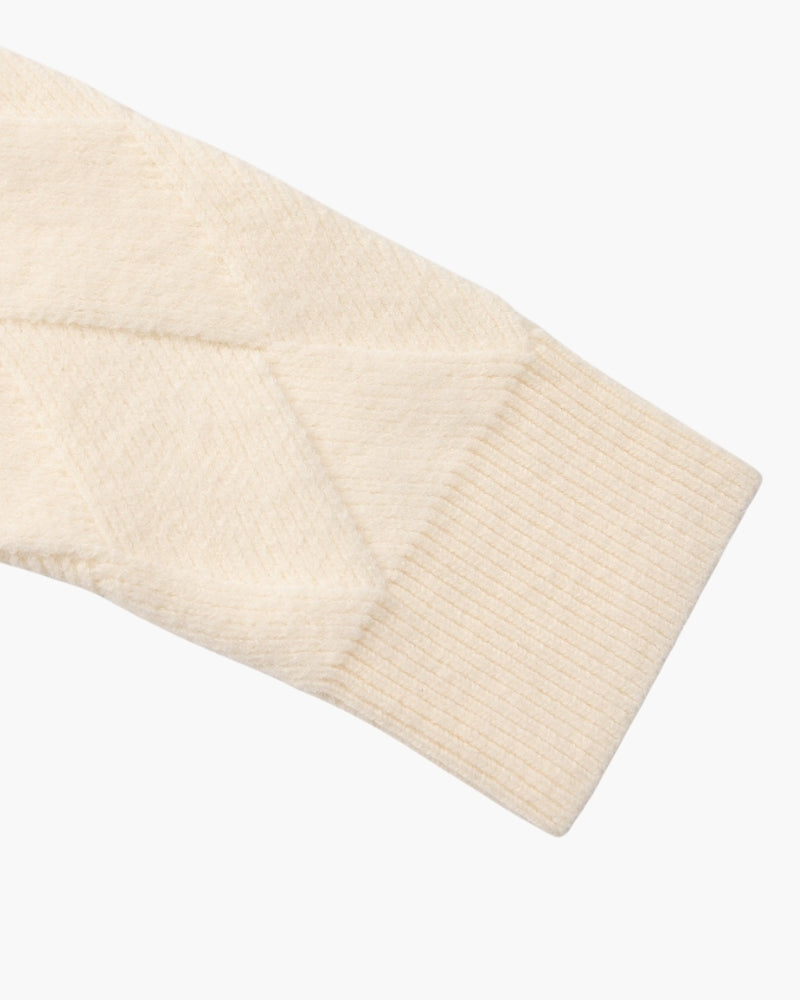 Suéter de cuello redondo de punto de diamante