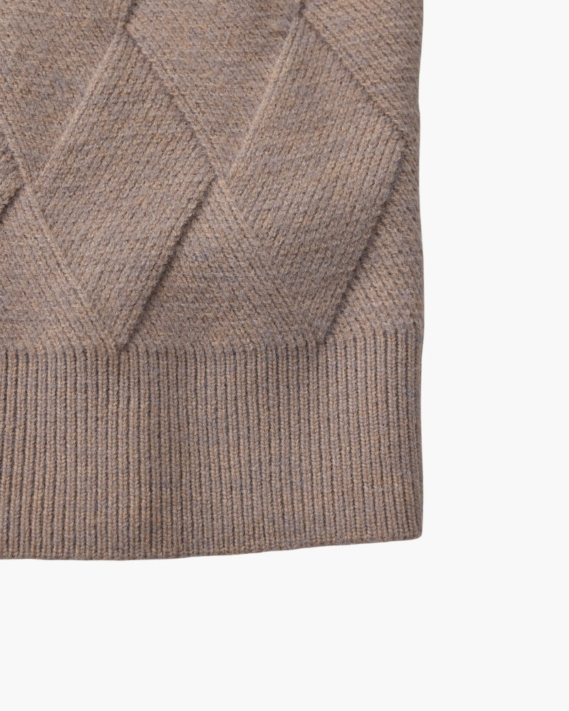 Suéter de cuello redondo de punto de diamante