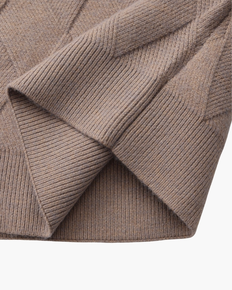 Suéter de cuello redondo de punto de diamante