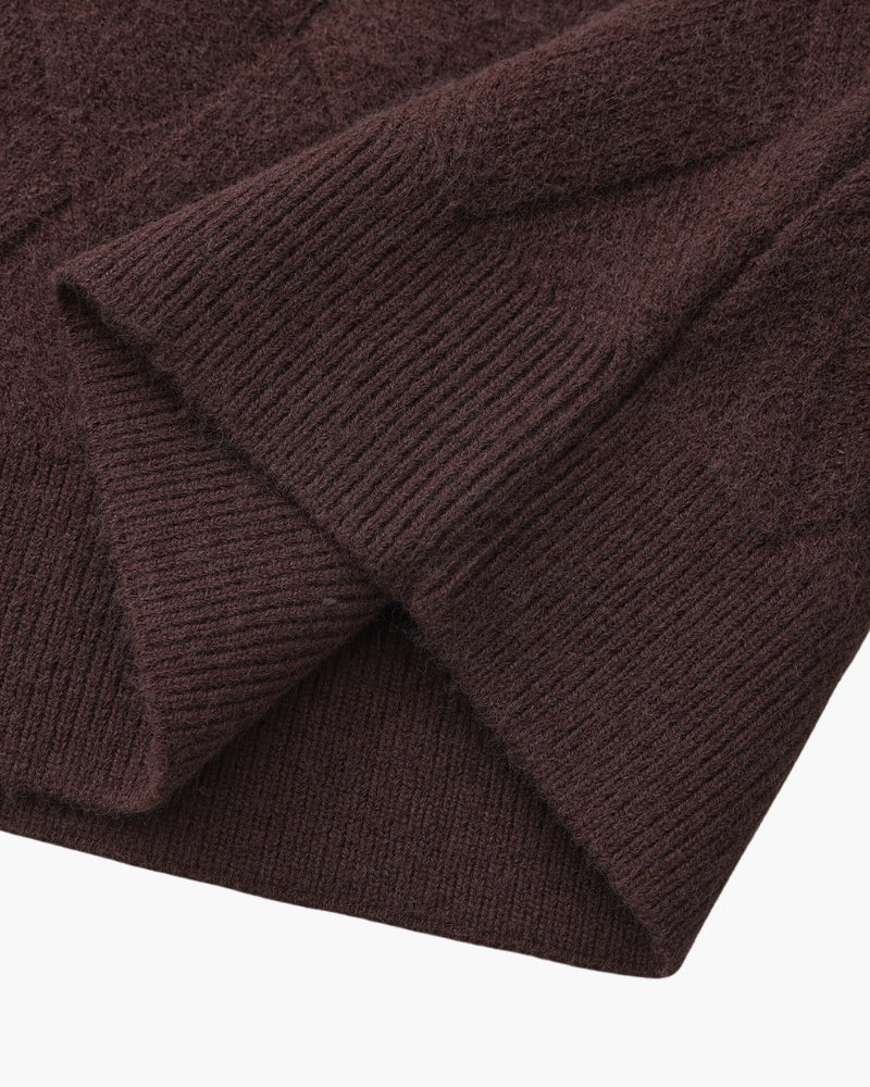 Suéter de cuello redondo de punto de diamante