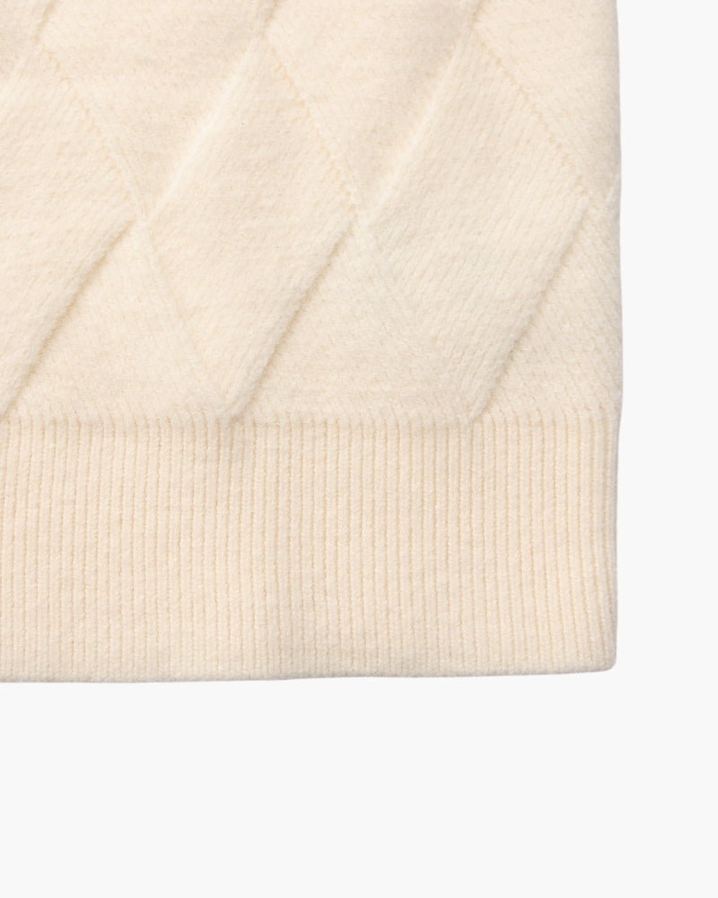 Suéter de cuello redondo de punto de diamante