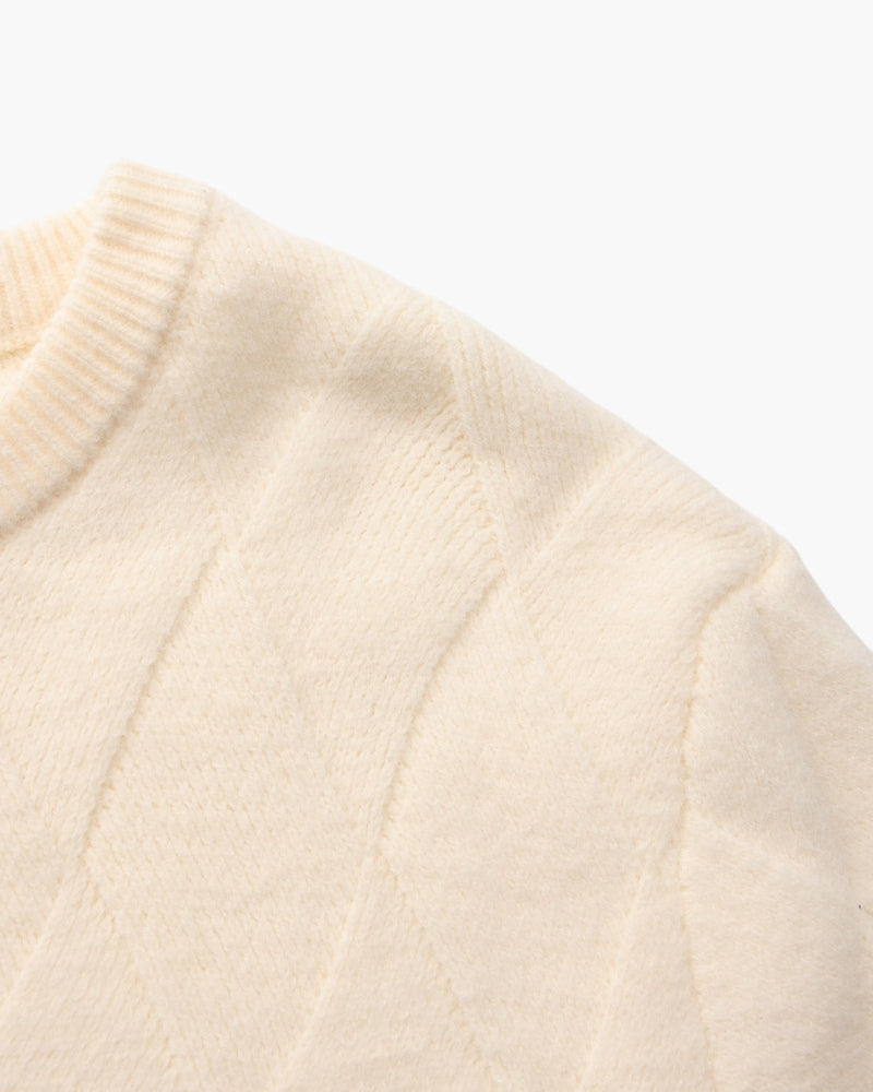 Suéter de cuello redondo de punto de diamante