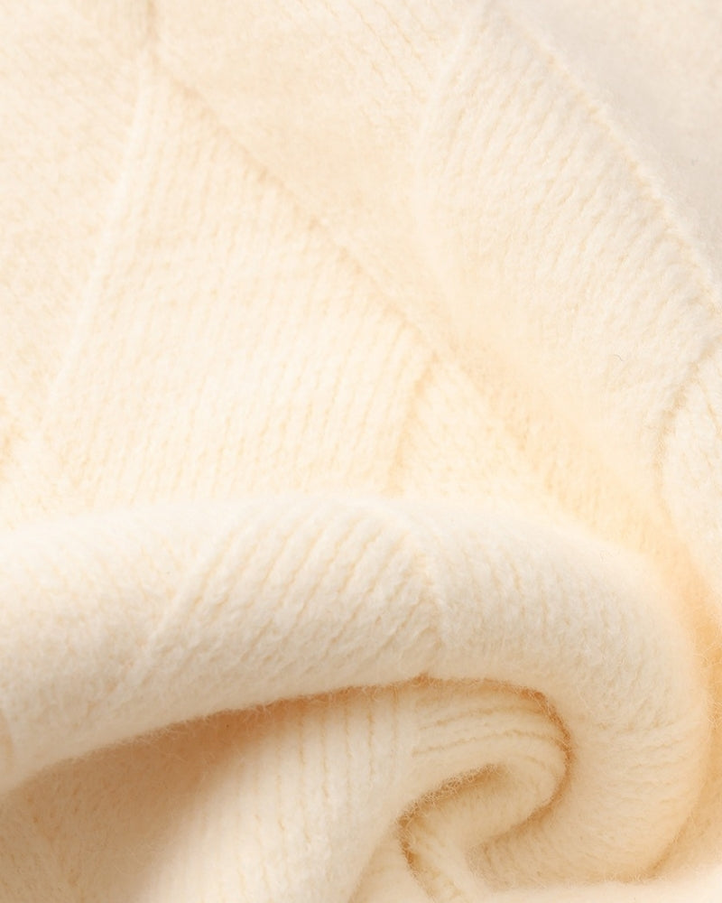 Suéter de cuello redondo de punto de diamante