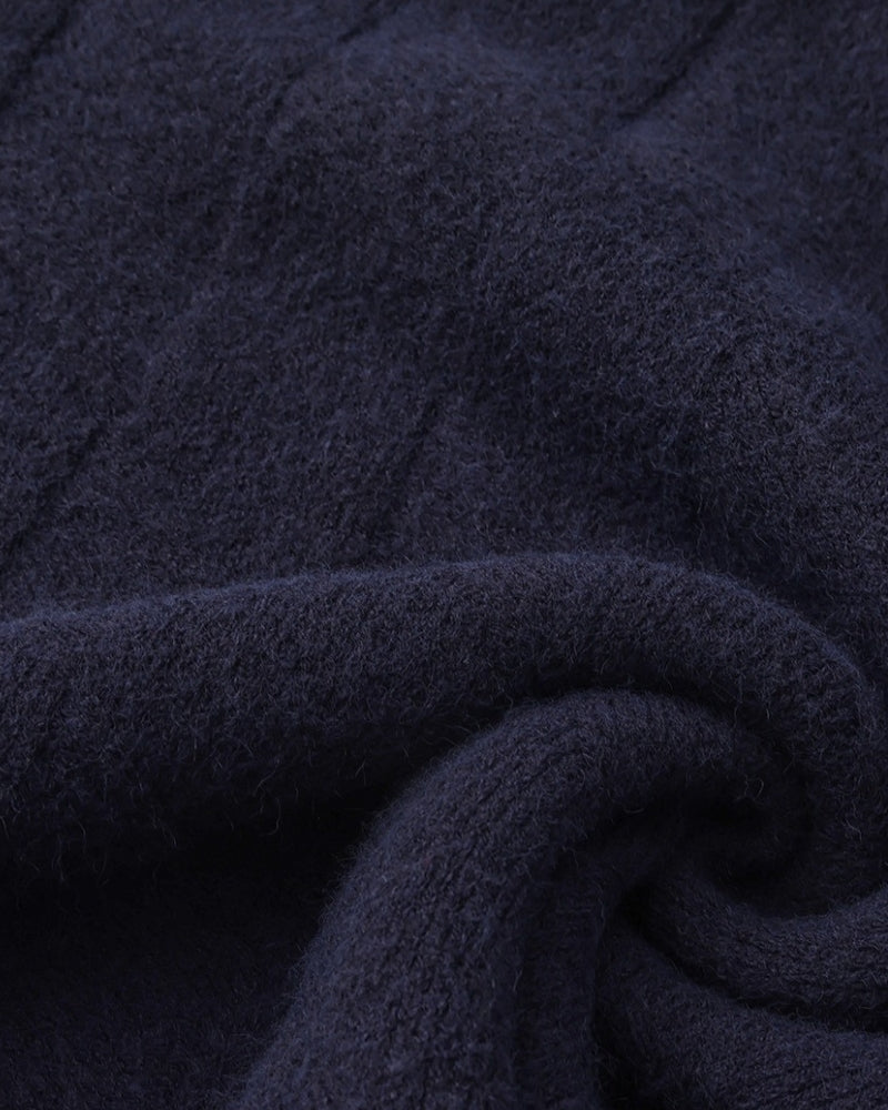 Suéter de cuello redondo de punto de diamante